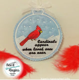 Cardinals appear when loved ones are near Christmas Decoration 4x4 hoop
