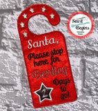 Santa Stop Here Chalkboard Countdown Door Hanger