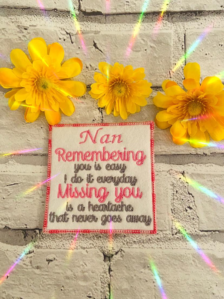 Remembering You Is Easy Patch. 4 inch Square Dedication Memory Patch D ...
