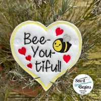 Bee-You-tiful Beautiful ITH Heart Hanging Decoration 4x4