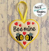 Bee Mine ITH Heart Hanging Decoration 4x4