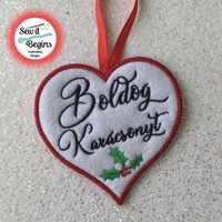 Boldog Karacsonyt Hungarian Christmas Heart Hanging Decoration 4x4