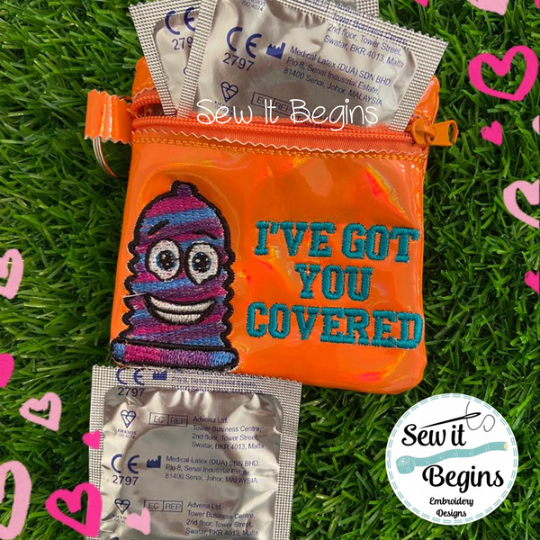Mature I've got you covered! Mini Condom Bag Pouch ITH Zipper Bag 4x4 only