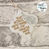 Your Wings Were Ready, Arabesque Shaped Bauble Memory Christmas Decoration 4x4
