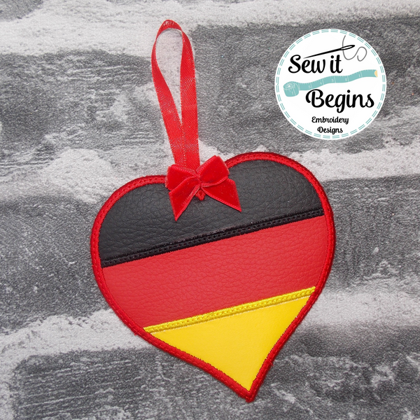Germany German National Flag Heart Hanging Decoration 4x4 -  Digital Download
