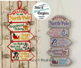Welcome to the North Pole Road Sign In The Hoop Design 5x7 & 6x10