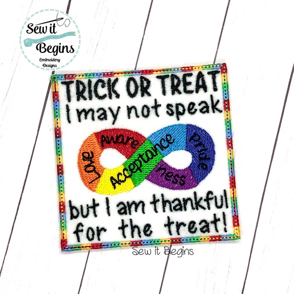 Trick or Treat Sign I May Not Speak 4x4 Design Special Charity Design Autism Awareness 2021
