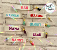 Set of 7 Nan and Grandma Key Fobs, Wrist Strap for larger hoops