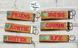Female and Friend Key Fobs, Wrist Strap for larger hoops