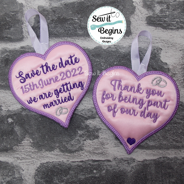 Save the Date and Thank you for being part of our day Wedding Favors 4" Heart Hanging Decoration