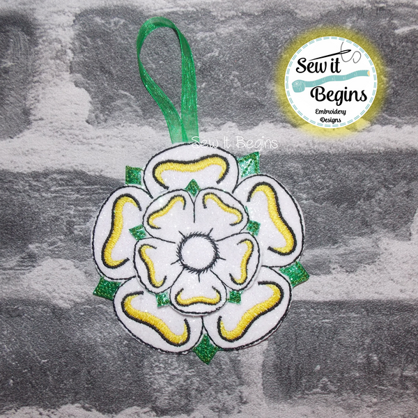 3D Yorkshire Rose In The Hoop Decoration 4x4 Design