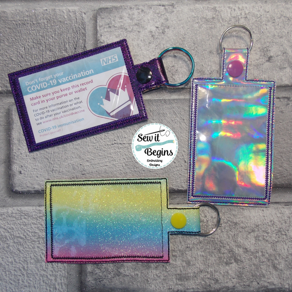 Vaccination Card Holder In The Hoop Key ring Key fob design 5 sizes