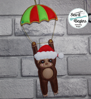 Hang on in there Christmas Hanging Sloth with Parachute 3 sizes