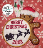 Gingerbread Man with Santa and Sleigh Christmas Decoration 4x4 - Digital Download
