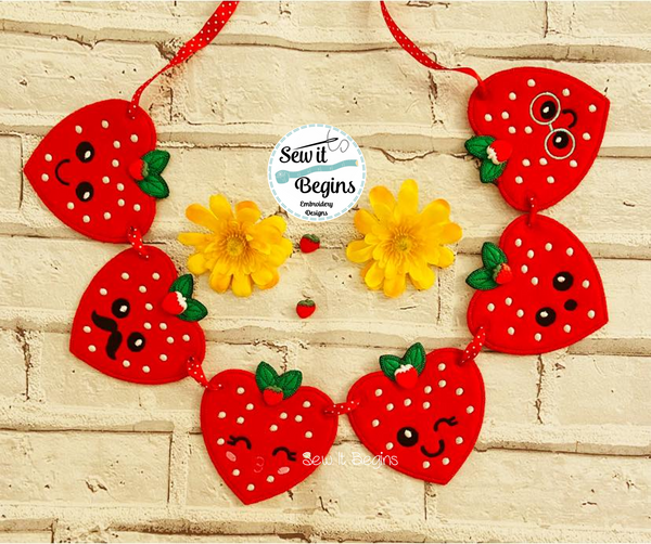 Happy Strawberry Set 4x4 Hangers with 6 separate designs