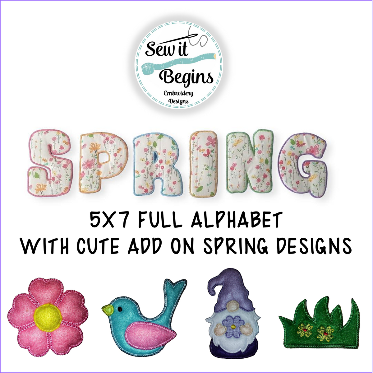 Spring Padded Letter Alphabet Banner 5x7 with Add On Decorations - Dig ...
