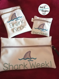 Shark Week Fully Lined Zipper Bag Set 3 sizes 4x4 5x7 6x10