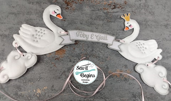 So Sweet Swans and Clouds Garland Bunting Flags with 9 separate designs