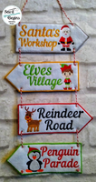 Traditional Christmas Direction Signs with 4 separate designs
