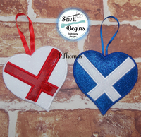 Queens Jubilee Scotland and Ireland Flags Heart Hanging Decoration 4x4 -  Digital Download