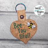 Positive Bees Heart Shaped Snap Tab Key Ring Fob Set 5 designs
