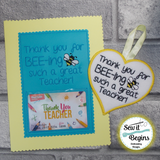 Thank You For BEE-ing Such a Great Teacher Teaching Classroom Assistant Gift card and Heart 6 Digital designs