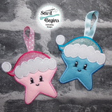 Gingerbread Christmas Star in Santa Hat Hanging Decoration (4x4 and 5x7)