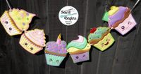 Kawaii Large Cupcakes Garland Bunting Flags 5x7 designs