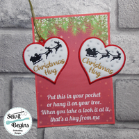 Flying Santa with Reindeer Christmas Hug Token and Hanging Decoration