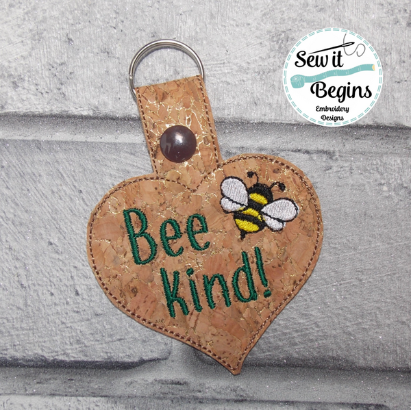 Bee Shape Key Positive Bees Heart Shaped Snap Tab Key Ring Fob Set 5 designs – Sew it ...