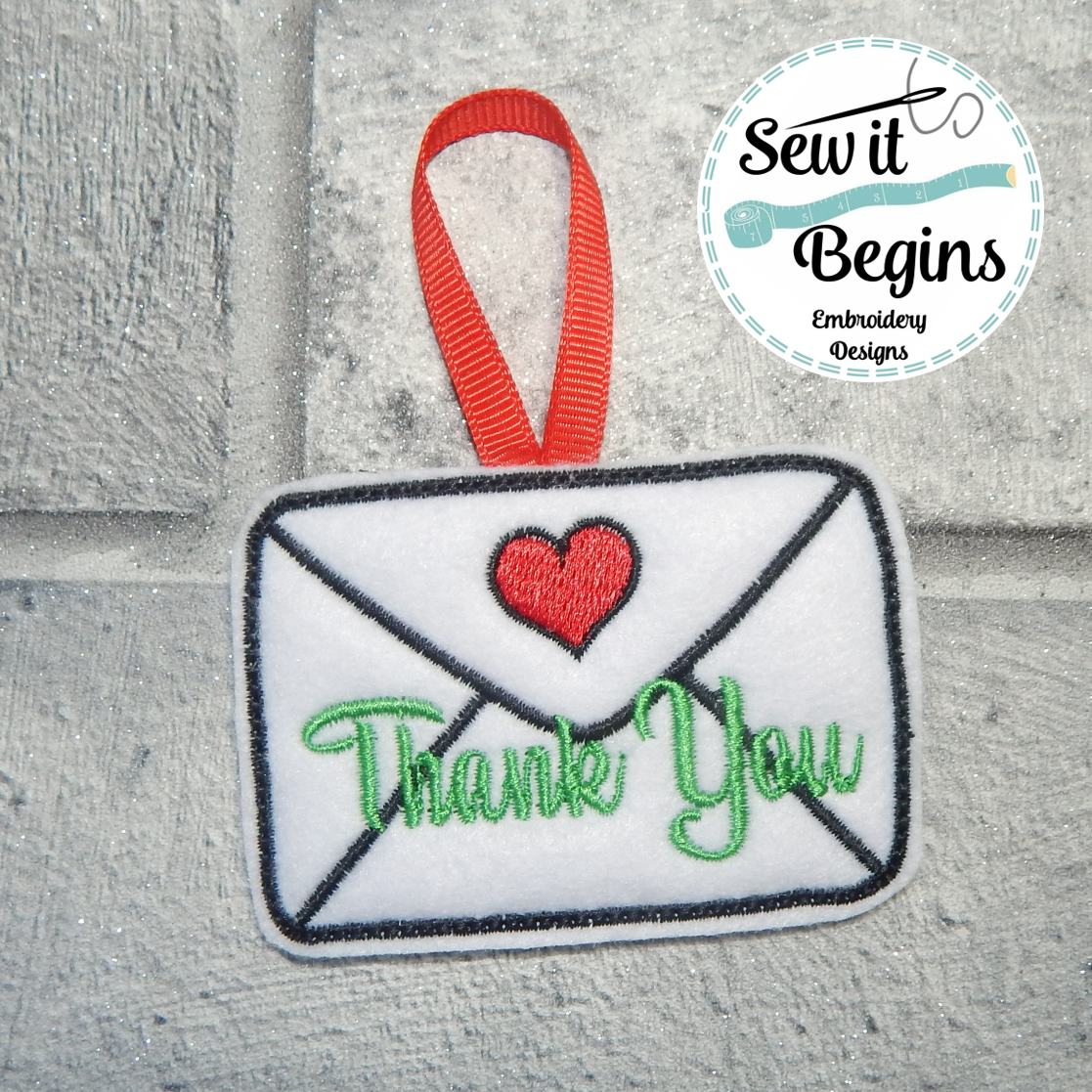 Thank You Letter Envelope Large Feltie or Hanging Decoration Sew it