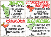 Cocktail Recipes Embroidery Designs Set of 8 (5x7 only) - Digital Download