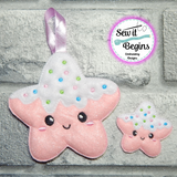 Gingerbread Christmas Star Hanging Decoration and Feltie (4" and 2")