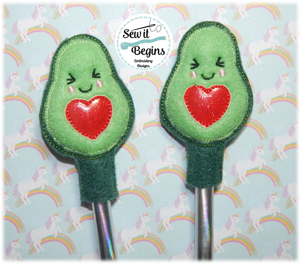 Excited Avocado Pencil Topper In The Hoop