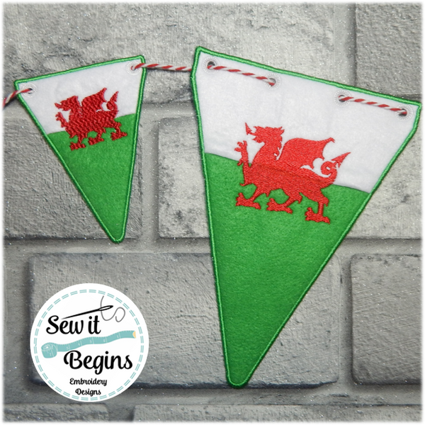 Wales National Flag Bunting Flags set of 7 flags 5x7 & 4x4