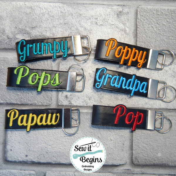 Set of 6 Fathers Day Key Fobs (5x7 & 6x10 hoops) SET 2