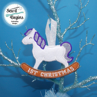 First Christmas Rocking Horse Christmas Decoration 4x4 hoop