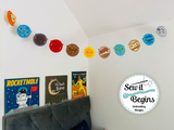 Solar System Planets Garland Bunting Flags with 11 separate designs