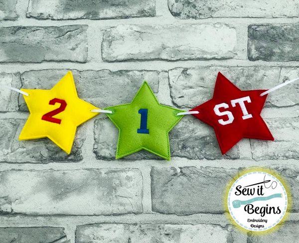 Star Shaped Garland Banner ADD ON SET with Numbers and Punctuation