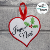 Joyeux Noël French Christmas Heart Hanging Decoration 4x4