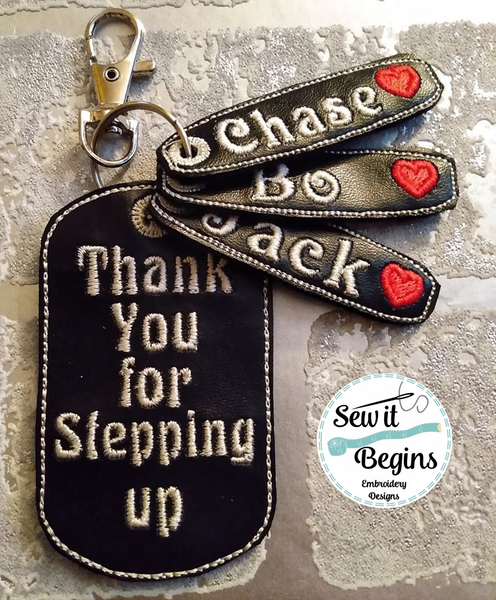 Thank You For Stepping Up Step Father/Dad Dog Tag Style Key Ring Fob