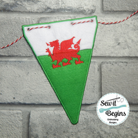 Wales National Flag Bunting Flags set of 7 flags 5x7 & 4x4