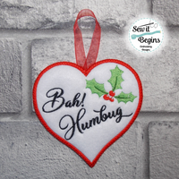 Bah Humbug Christmas Heart Hanging Decoration 4x4