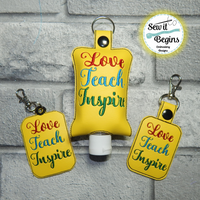 Love, Teach, Inspire..  Keyring and Hand Sanitiser Case Set (4 designs)