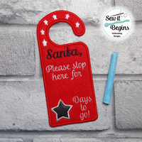 Santa Stop Here Chalkboard Countdown Door Hanger