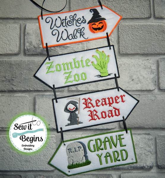 Halloween Spooky Direction Signs with 4 separate designs