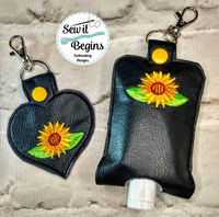Sunflower Keyrings and Hand Sanitiser Case Set with Stand Alone Design Included (7 designs)