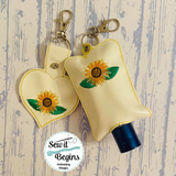 Sunflower Keyrings and Hand Sanitiser Case Set with Stand Alone Design Included (7 designs)