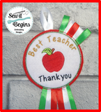 Best Teacher Rosette with apple design