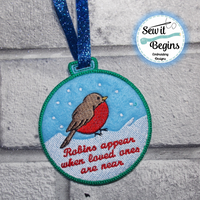 Robins appear when loved ones are near Christmas Decoration 4x4 hoop